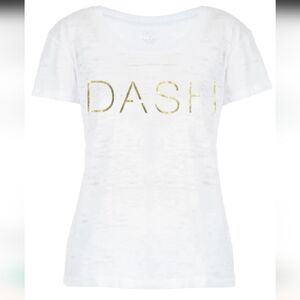 THE $60 DASH BURNOUT SCOOP NECK TEE, WHITE M
